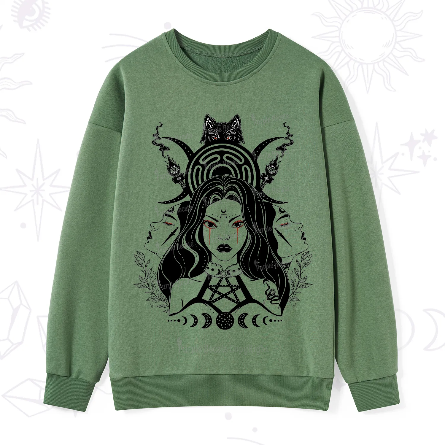 Purplehecate The Triple Moon Goddess Hecate Sweatshirt