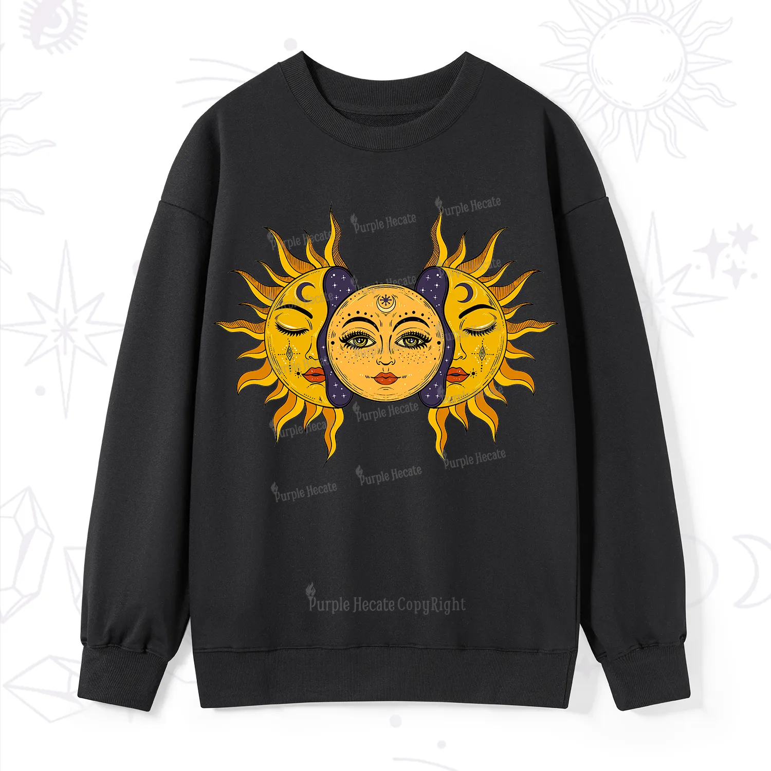 Purplehecate Celestial Twin Suns Sweatshirt