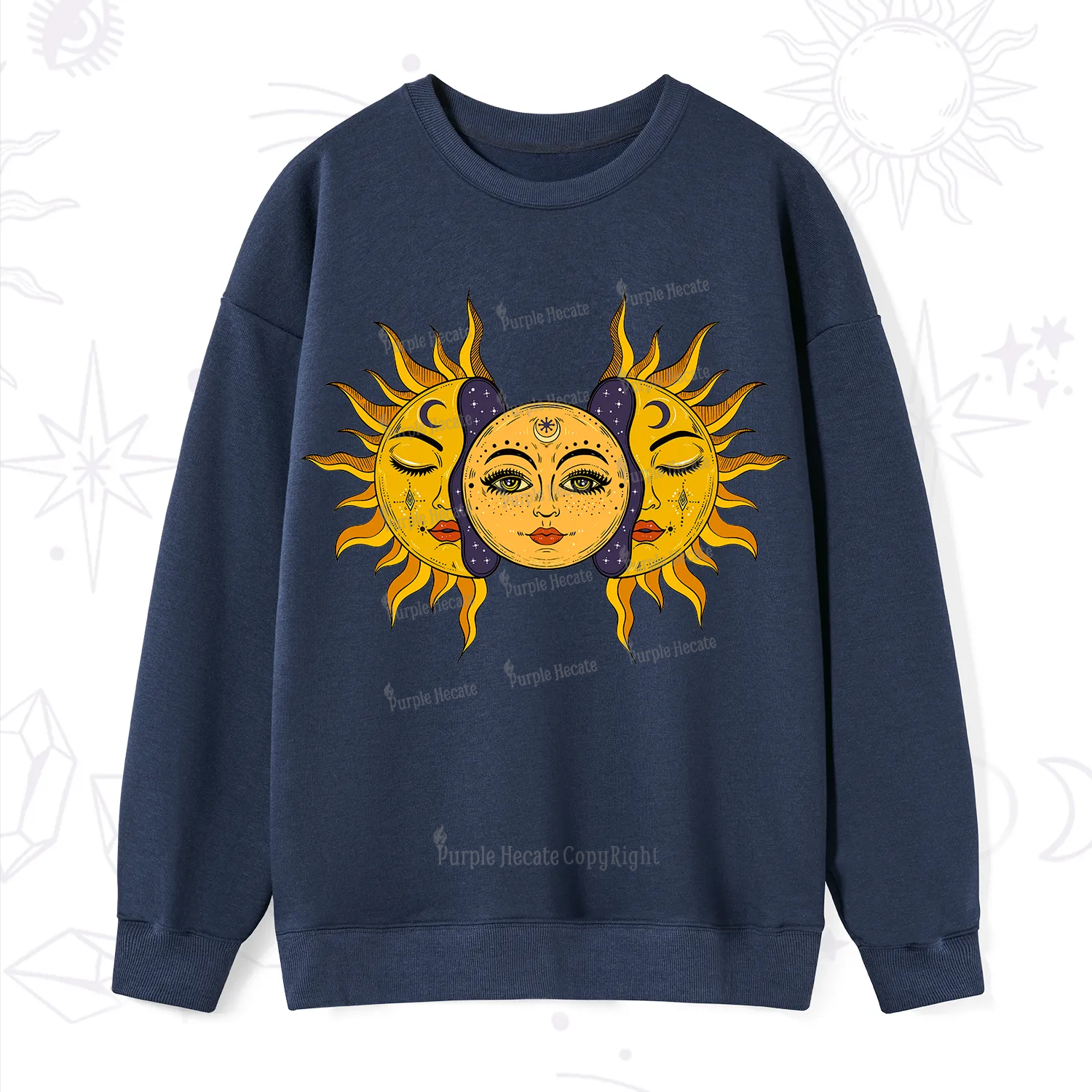 Purplehecate Celestial Twin Suns Sweatshirt