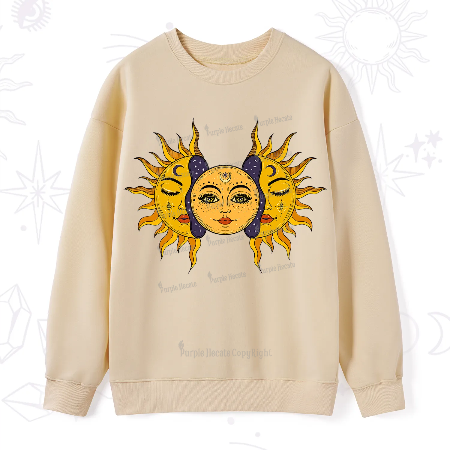Purplehecate Celestial Twin Suns Sweatshirt