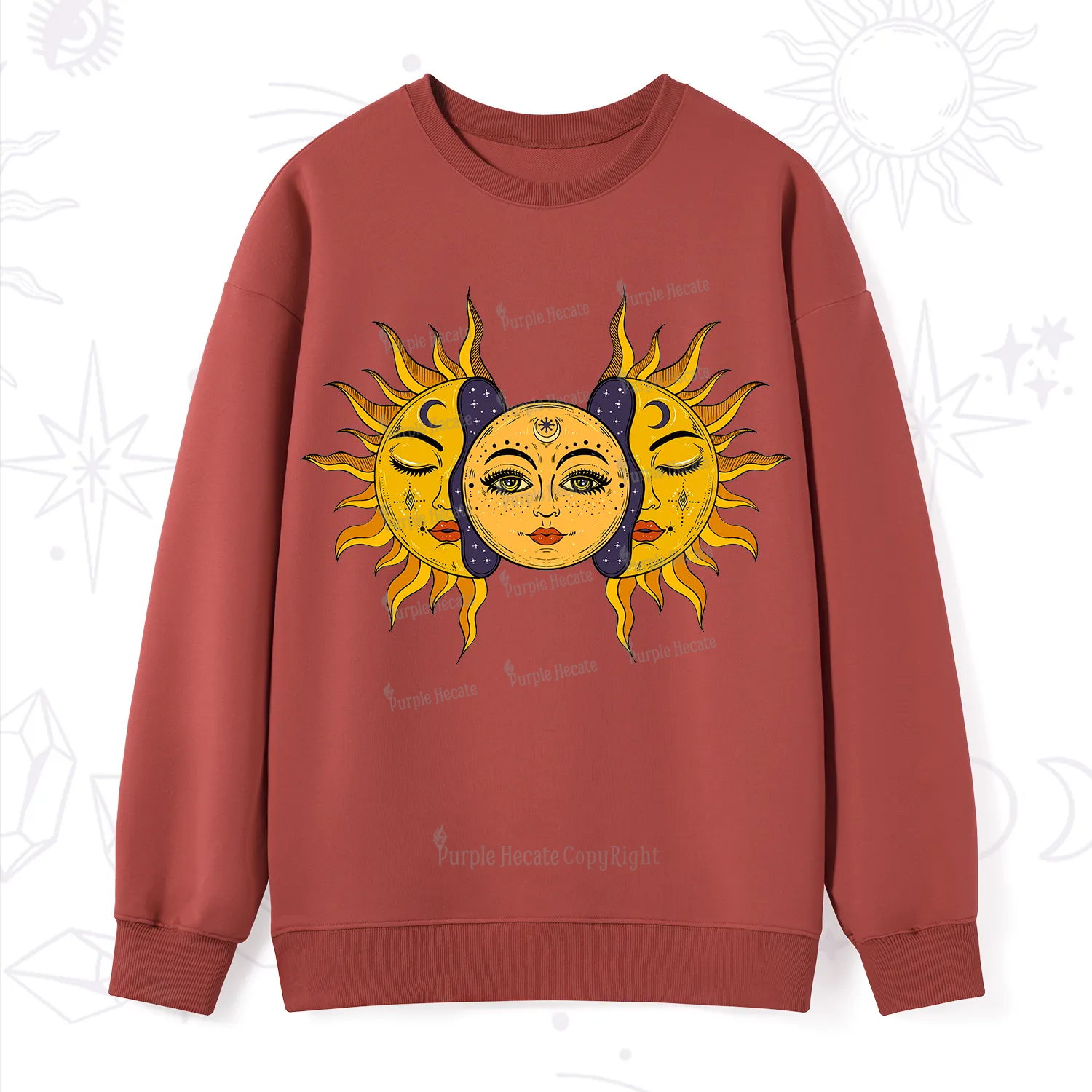 Purplehecate Celestial Twin Suns Sweatshirt