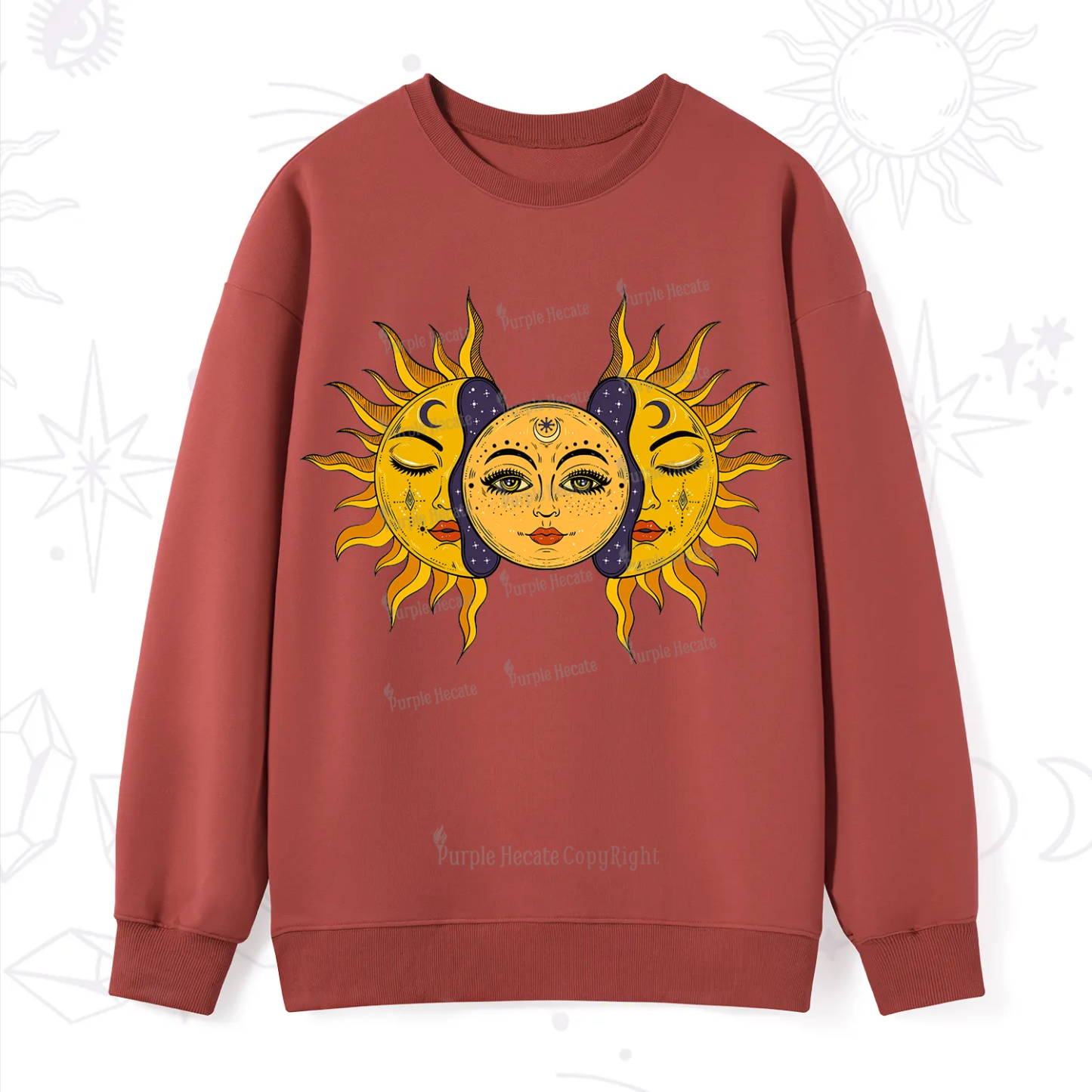 Purplehecate Celestial Twin Suns Sweatshirt