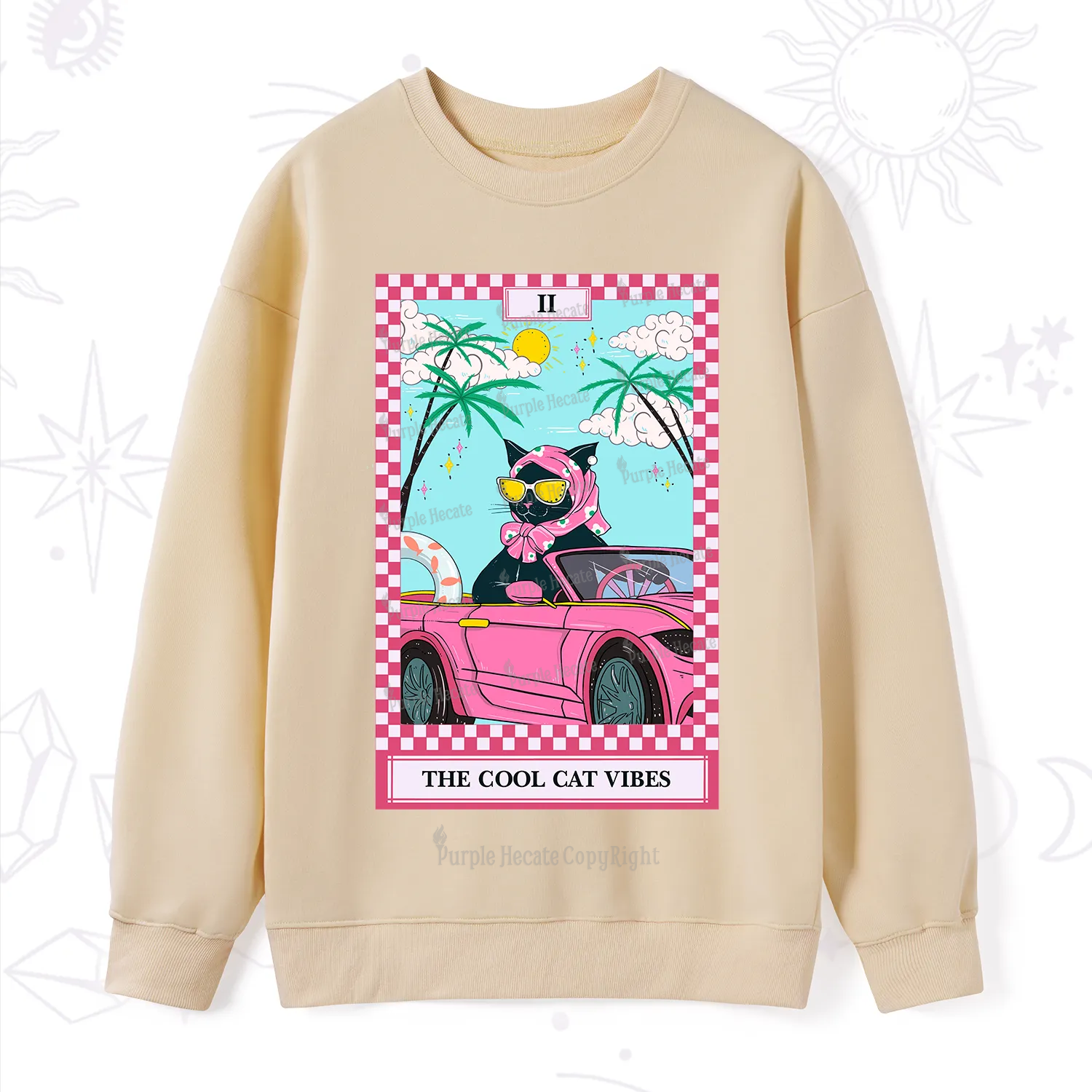 Purplehecate The Cool Cat Vibes Tarot Sweatshirt