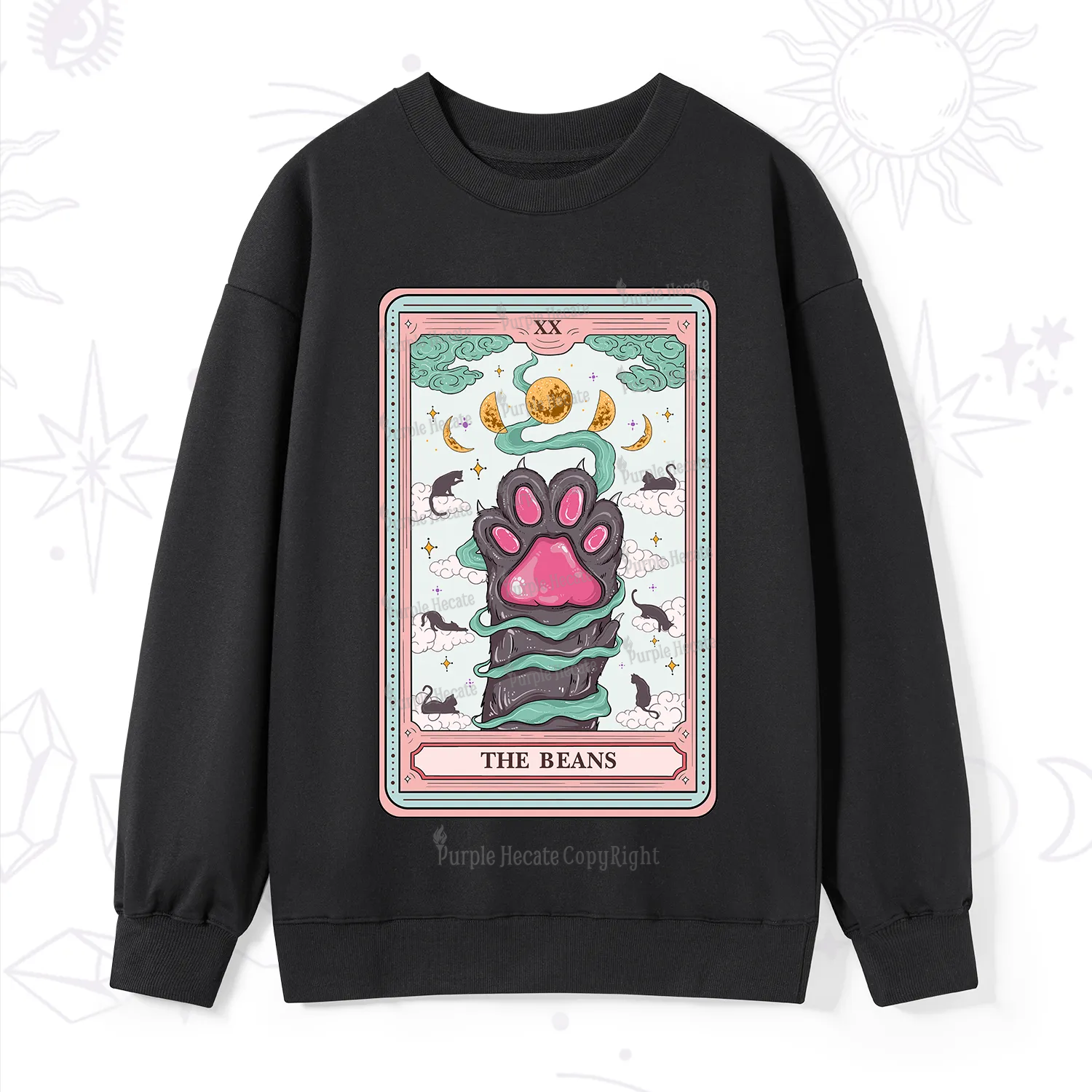Purplehecate The Beans Cat Tarot Sweatshirt