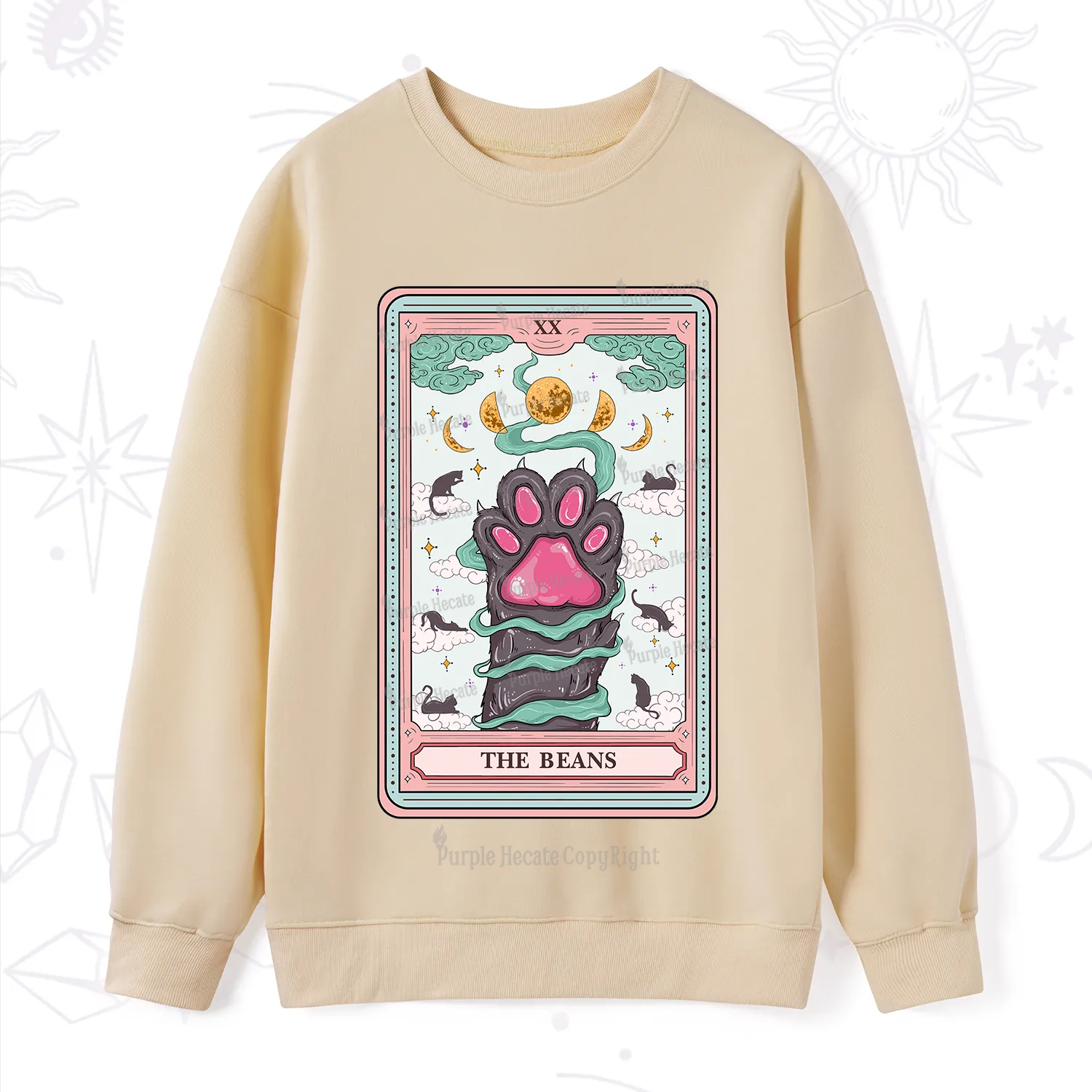Purplehecate The Beans Cat Tarot Sweatshirt