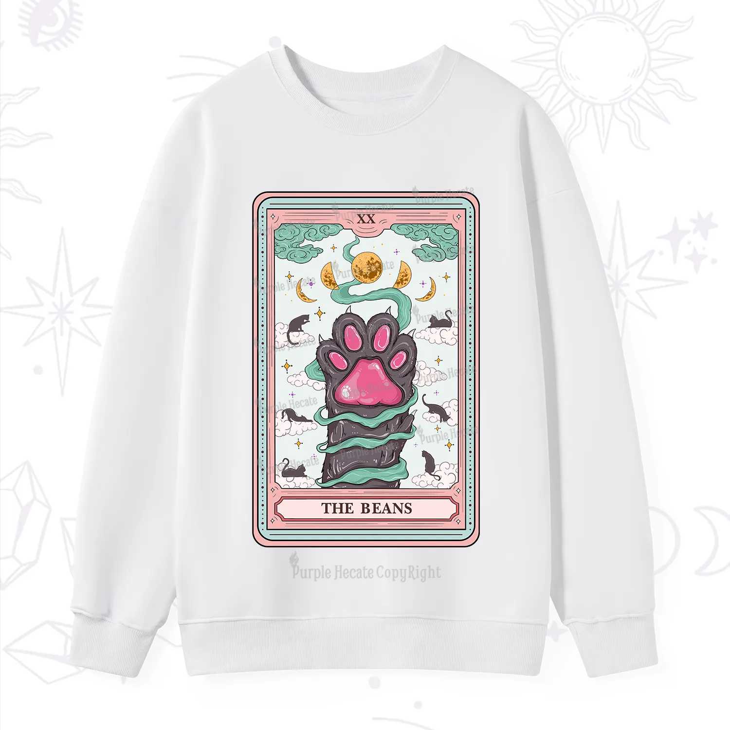 Purplehecate The Beans Cat Tarot Sweatshirt
