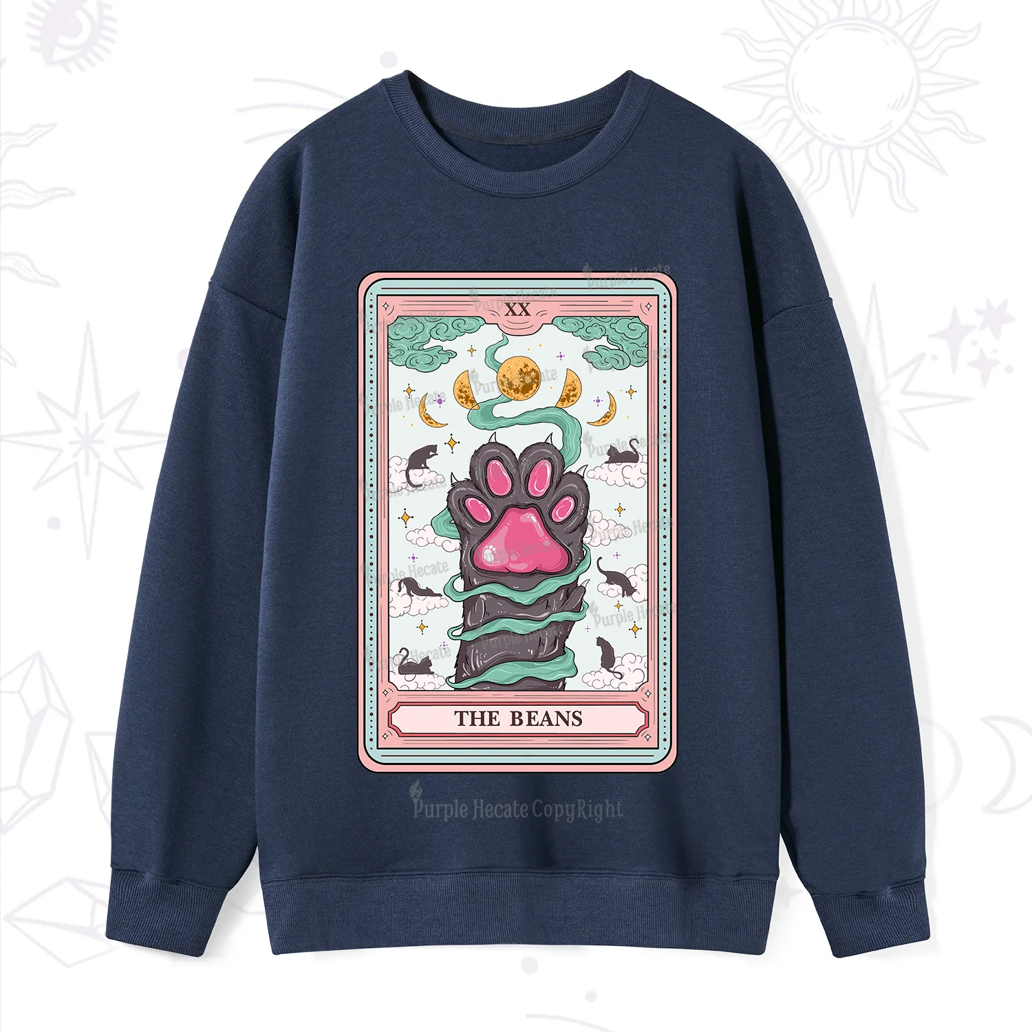 Purplehecate The Beans Cat Tarot Sweatshirt