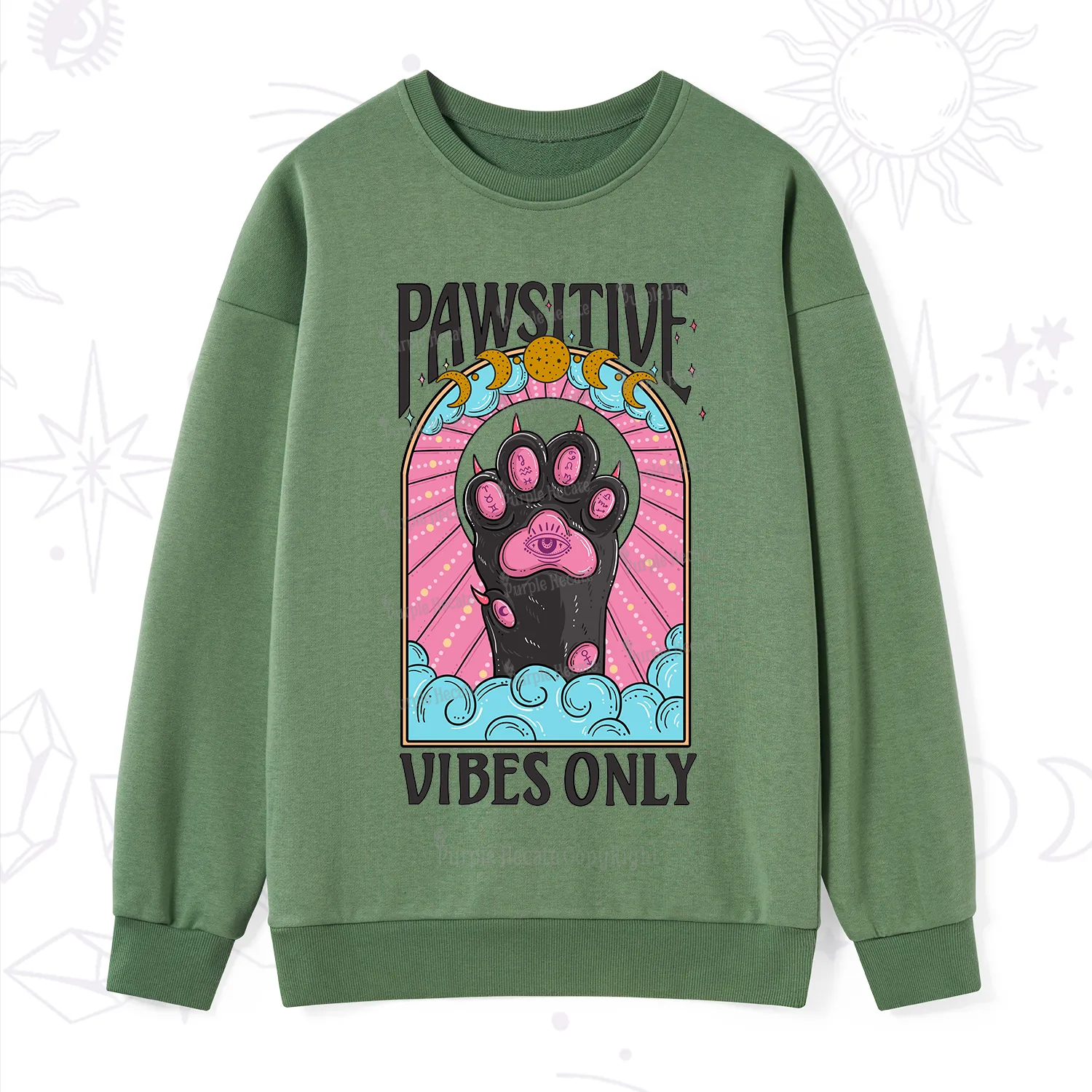 Purplehecate Pawsitive Vibes Only Sweatshirt