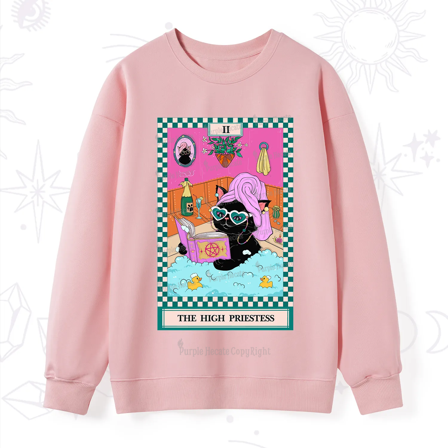 Purplehecate The Cat High Priestess's Bubble Time Tarot Sweatshirt