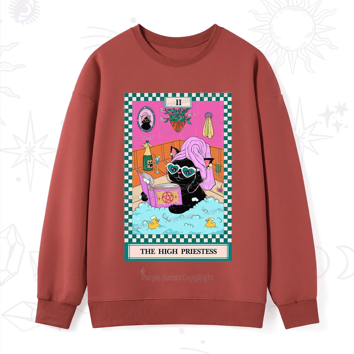 Purplehecate The Cat High Priestess's Bubble Time Tarot Sweatshirt