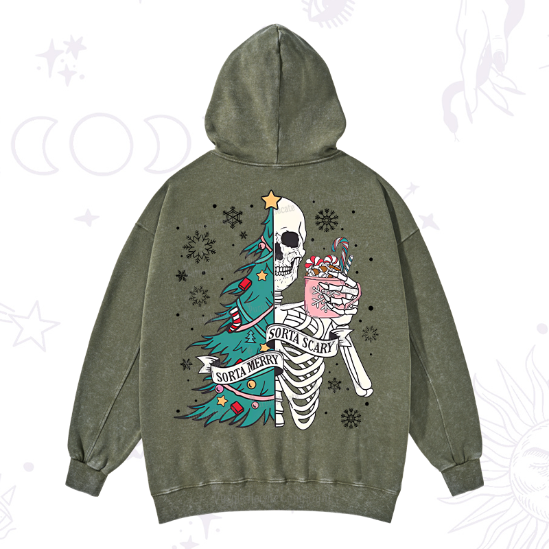 Purplehecate Sorta Merry Sorta Scary Christmas Washed Hoodie