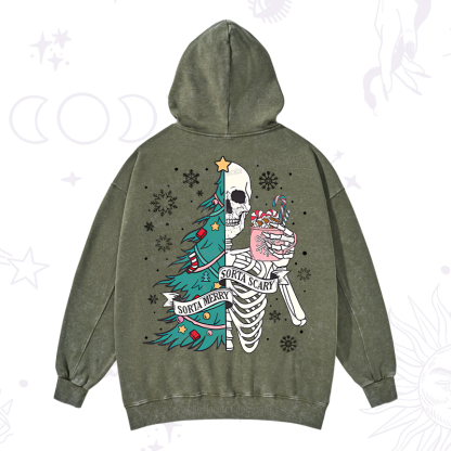 Purplehecate Sorta Merry Sorta Scary Christmas Washed Hoodie