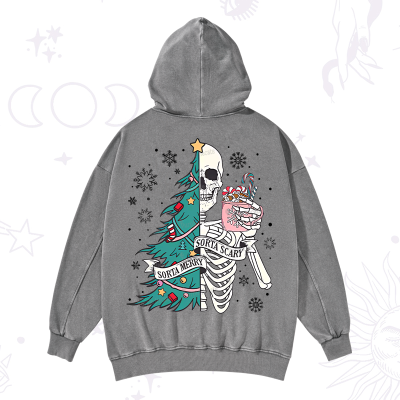 Purplehecate Sorta Merry Sorta Scary Christmas Washed Hoodie