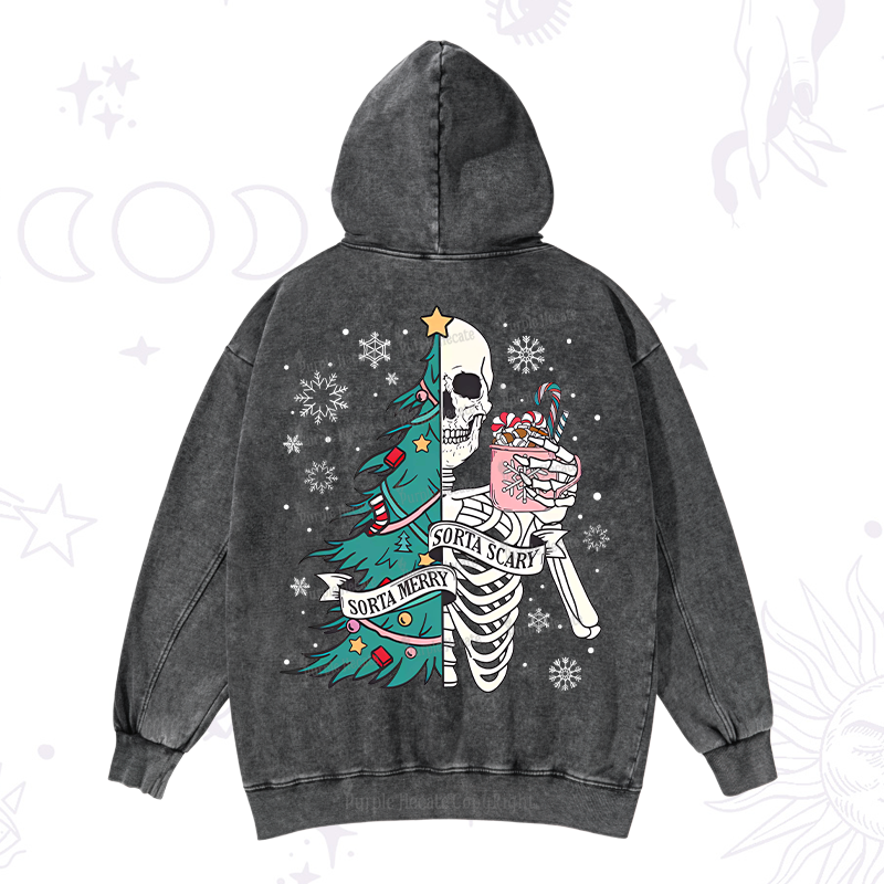 Purplehecate Sorta Merry Sorta Scary Christmas Washed Hoodie
