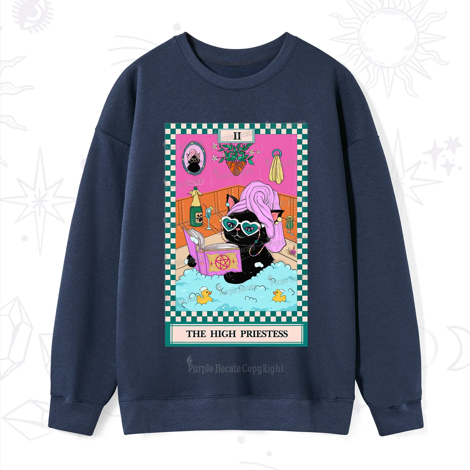 Purplehecate The Cat High Priestess's Bubble Time Tarot Sweatshirt