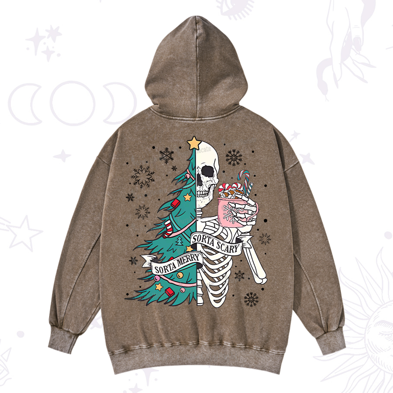 Purplehecate Sorta Merry Sorta Scary Christmas Washed Hoodie