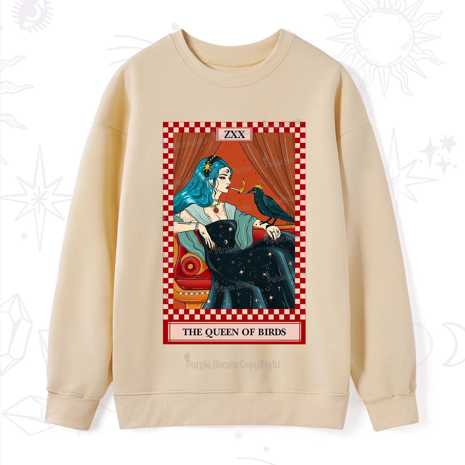 Purplehecate The Queen Of Birds Tarot  Sweatshirt