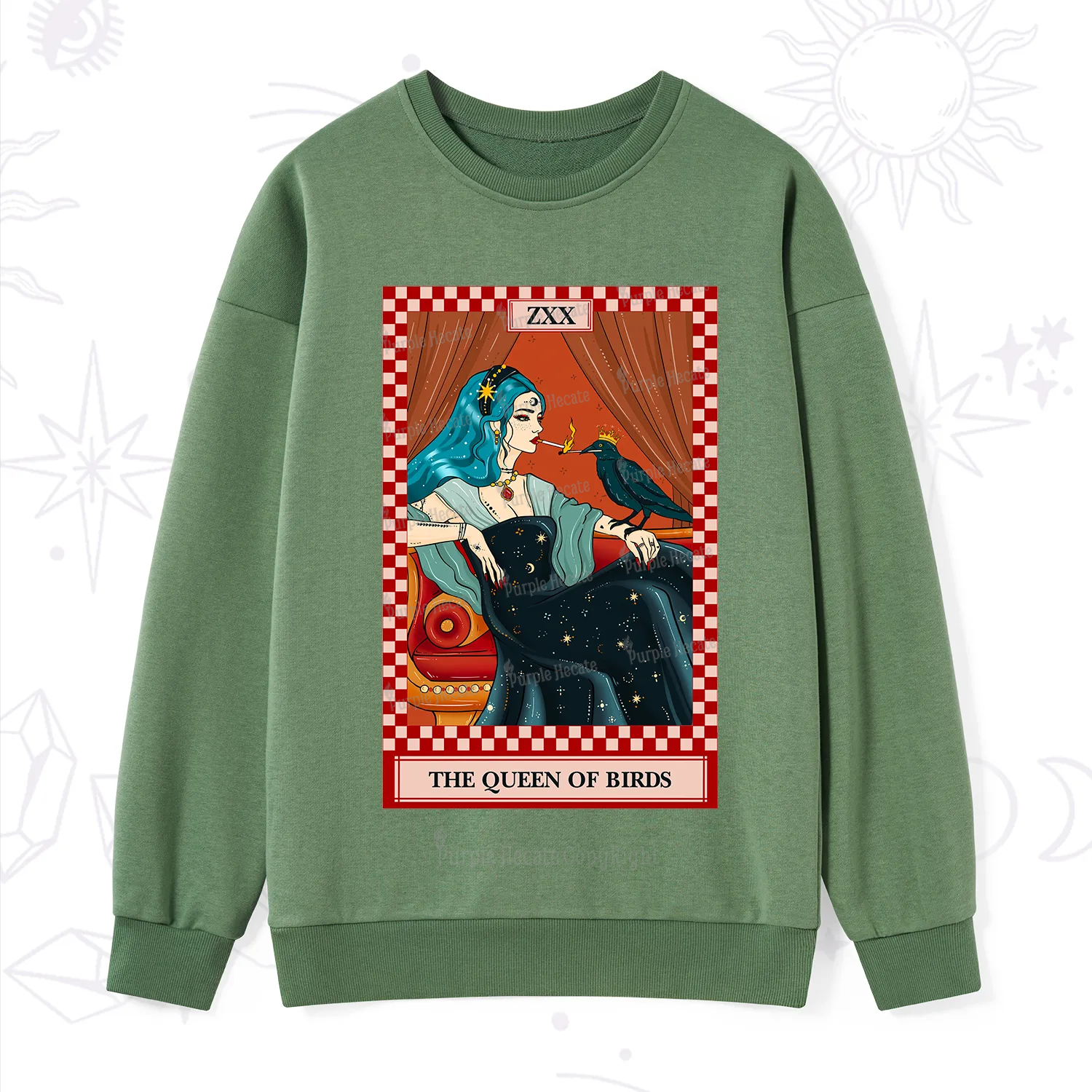 Purplehecate The Queen Of Birds Tarot  Sweatshirt