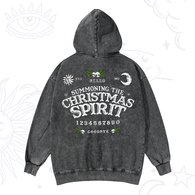 Purplehecate Summon The Christmas Spirit Washed Hoodie