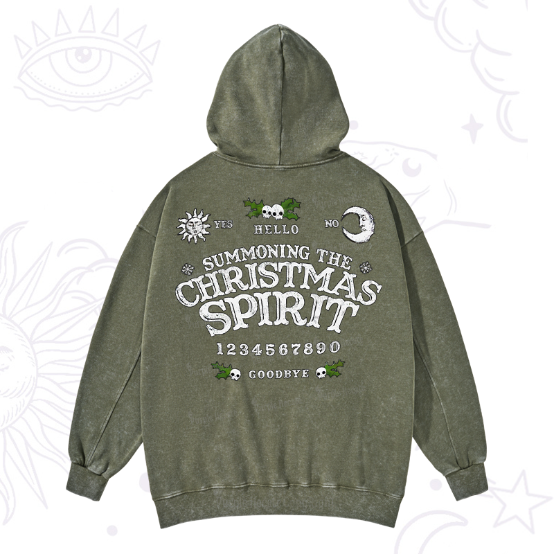 Purplehecate Summon The Christmas Spirit Washed Hoodie