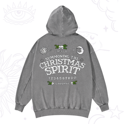 Purplehecate Summon The Christmas Spirit Washed Hoodie