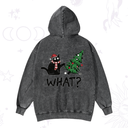 Purplehecate Christmas Black Cat Washed Hoodie
