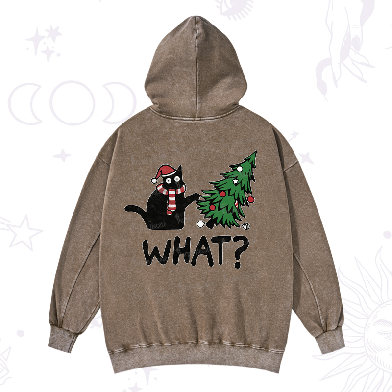 Purplehecate Christmas Black Cat Washed Hoodie