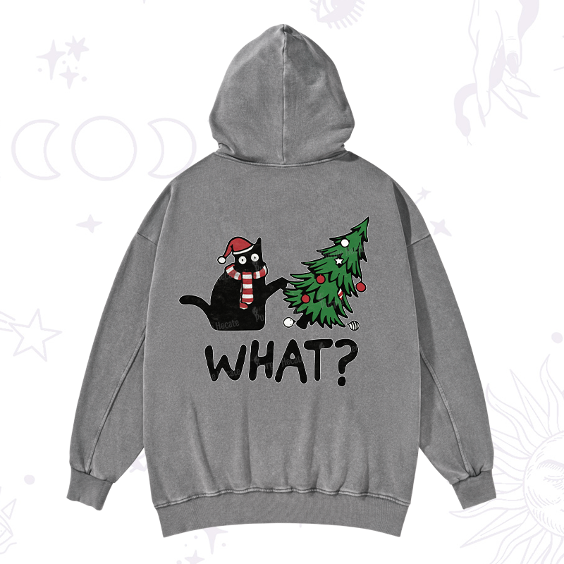 Purplehecate Christmas Black Cat Washed Hoodie