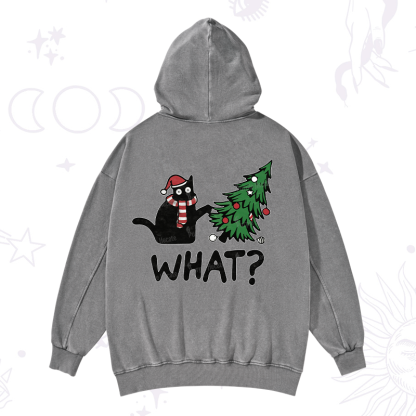 Purplehecate Christmas Black Cat Washed Hoodie