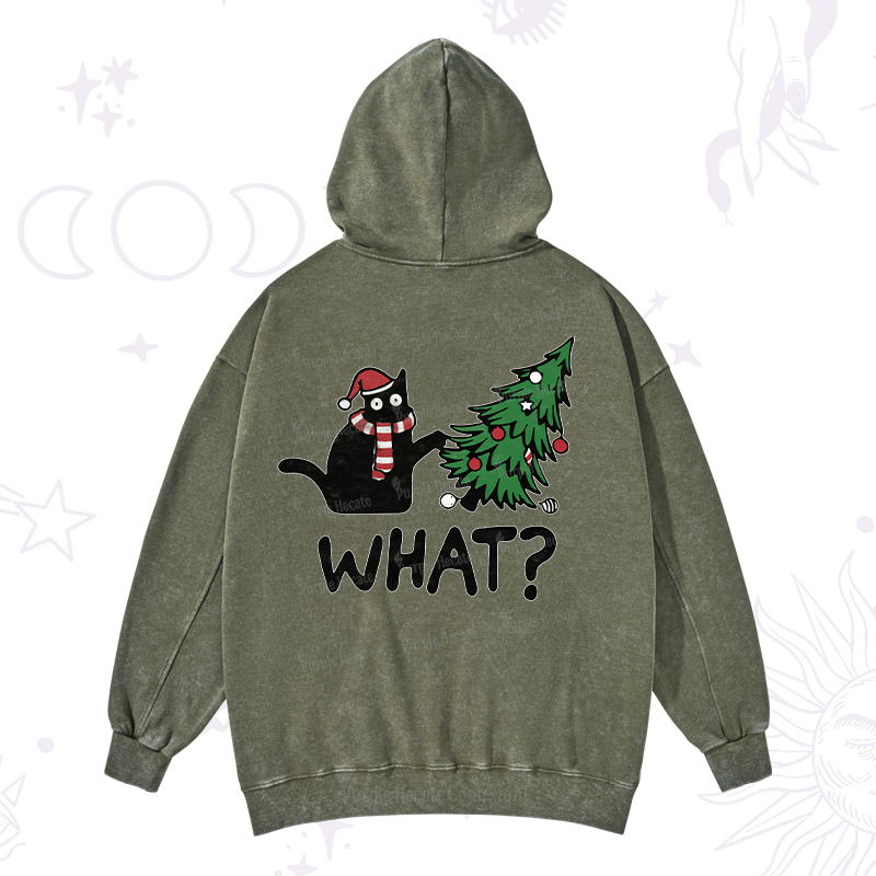 Purplehecate Christmas Black Cat Washed Hoodie