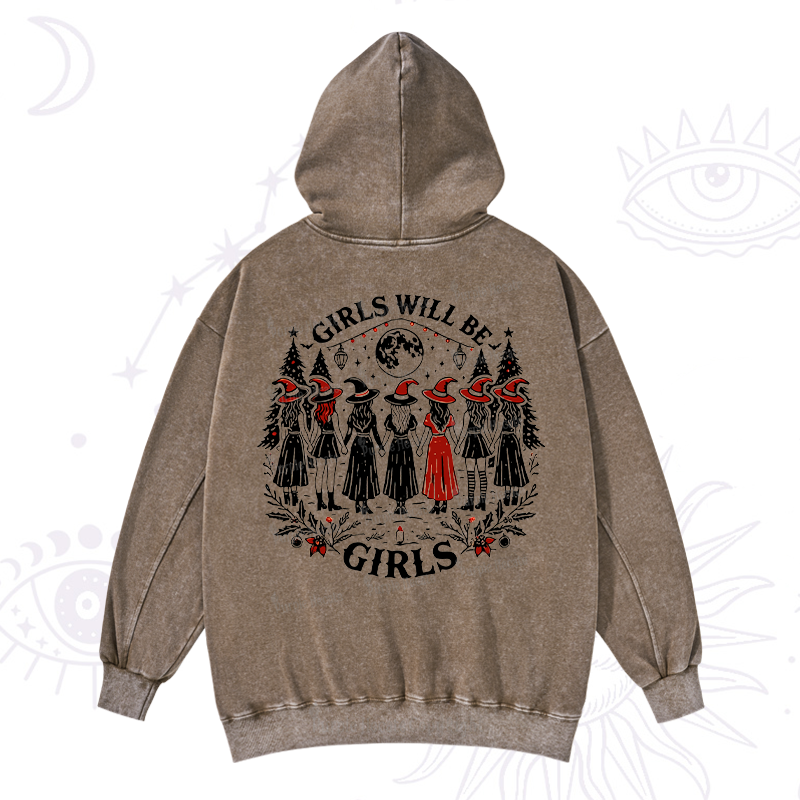 Purplehecate Christmas Girls Will Be Girls Witch Washed Hoodie