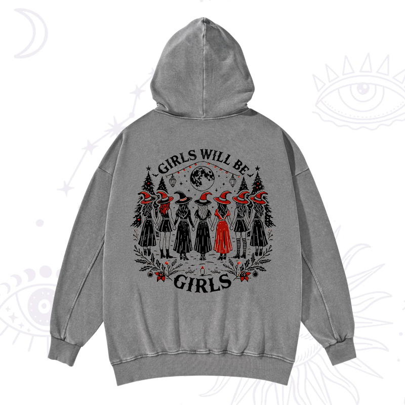 Purplehecate Christmas Girls Will Be Girls Witch Washed Hoodie