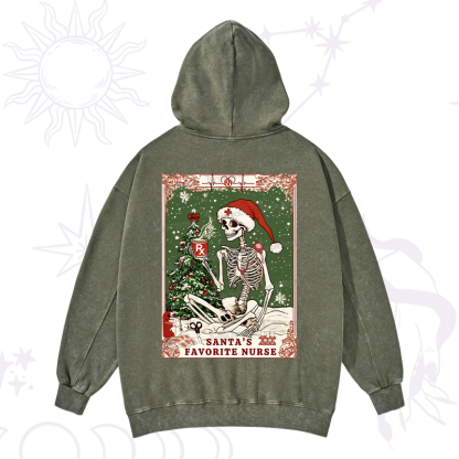 Purplehecate Christmas Santa's Favorite Nurse Tarot Washed Hoodie