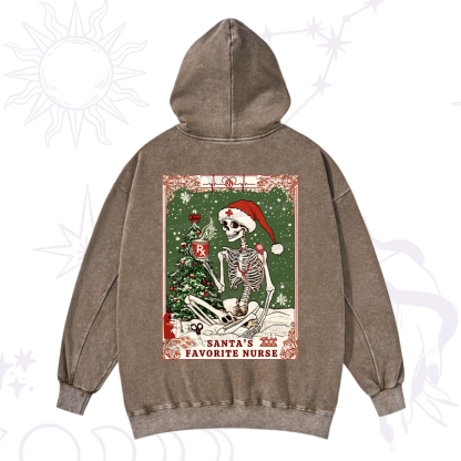 Purplehecate Christmas Santa's Favorite Nurse Tarot Washed Hoodie