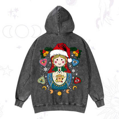 Purplehecate Christmas Nesting Doll Washed Hoodie