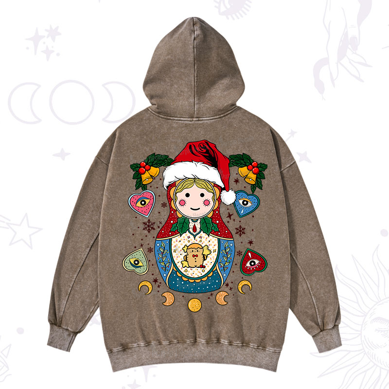 Purplehecate Christmas Nesting Doll Washed Hoodie