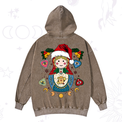 Purplehecate Christmas Nesting Doll Washed Hoodie