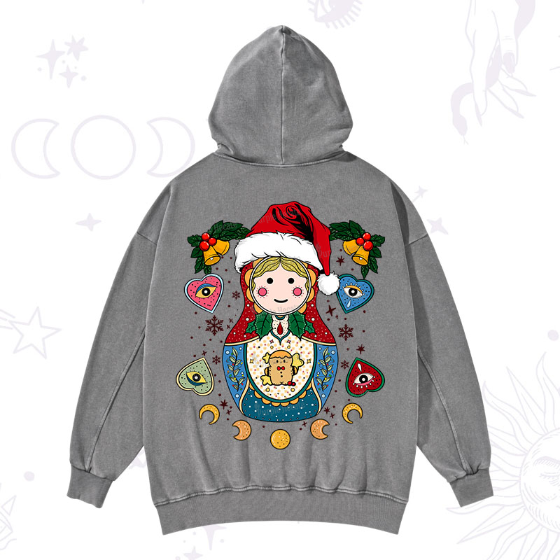 Purplehecate Christmas Nesting Doll Washed Hoodie
