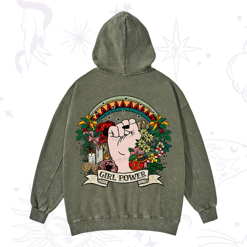 Purplehecate Christmas Girl Power Washed Hoodie