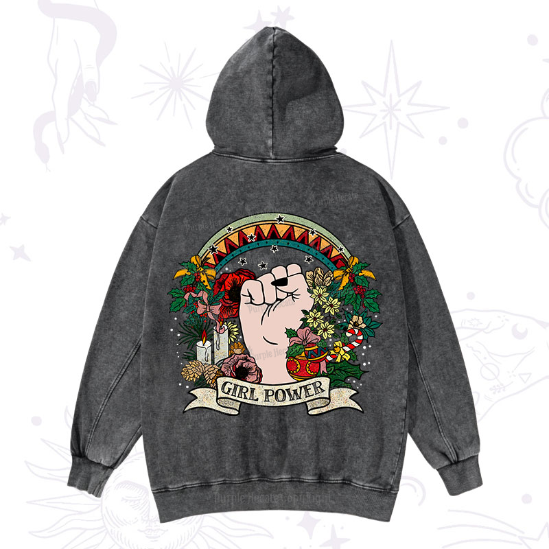 Purplehecate Christmas Girl Power Washed Hoodie