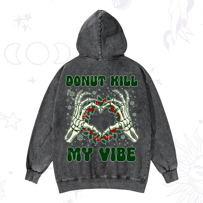 Purplehecate Christmas Donut Kill My Vibe Washed Hoodie
