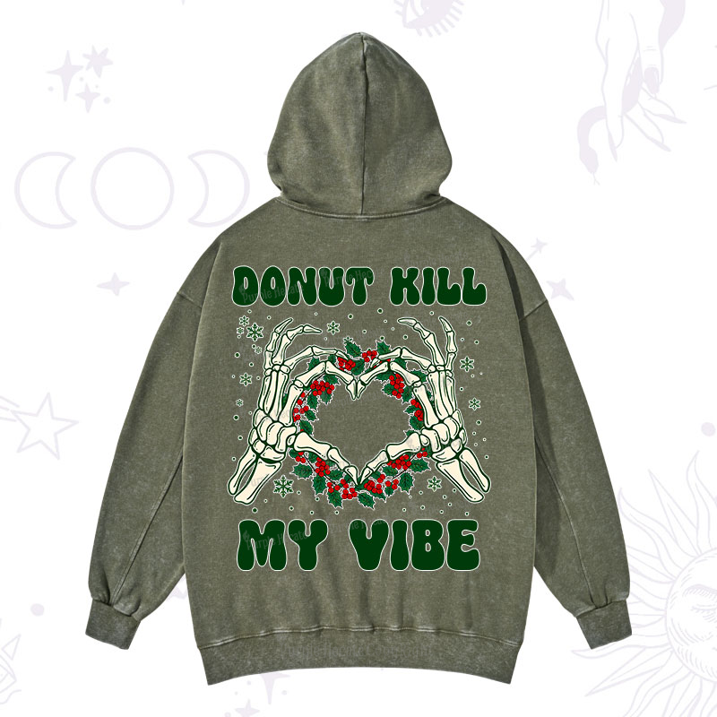 Purplehecate Christmas Donut Kill My Vibe Washed Hoodie