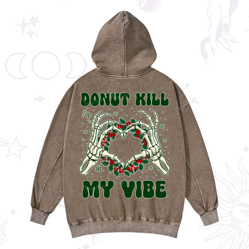 Purplehecate Christmas Donut Kill My Vibe Washed Hoodie