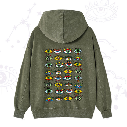 Purplehecate Christmas Evil Eye Pattern Washed Hoodie