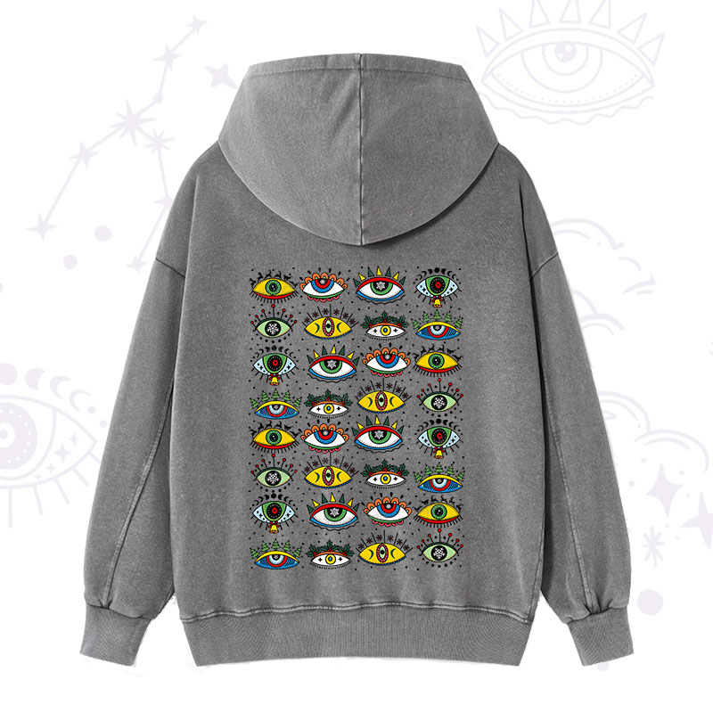Purplehecate Christmas Evil Eye Pattern Washed Hoodie