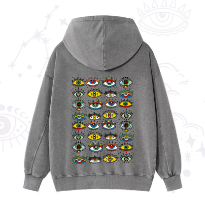 Purplehecate Christmas Evil Eye Pattern Washed Hoodie