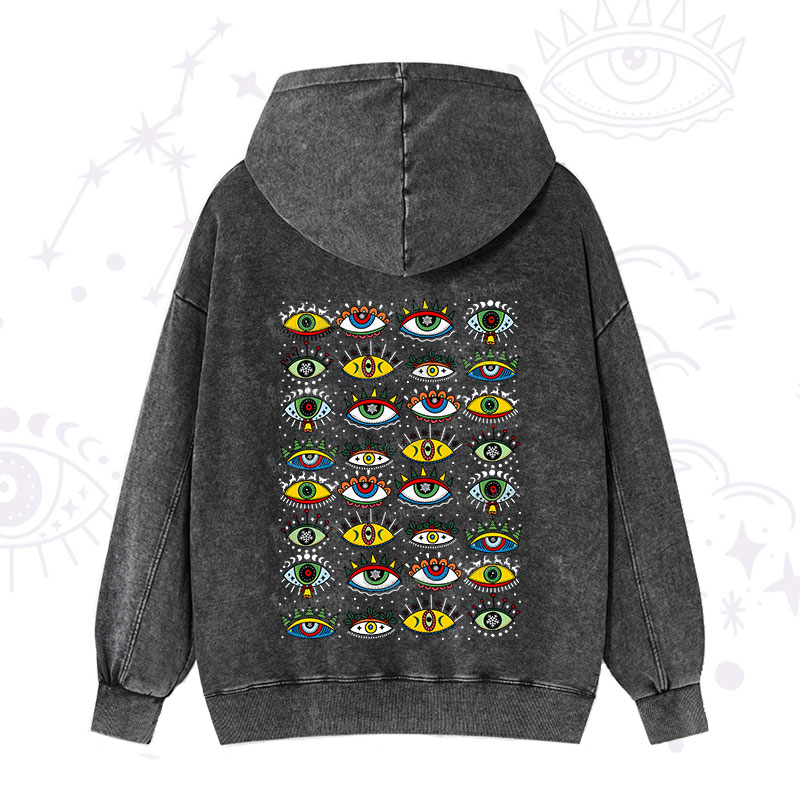Purplehecate Christmas Evil Eye Pattern Washed Hoodie