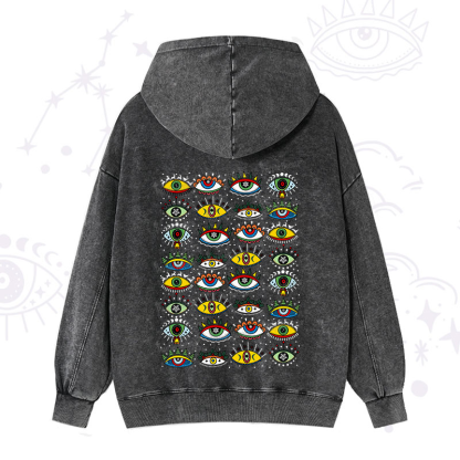 Purplehecate Christmas Evil Eye Pattern Washed Hoodie