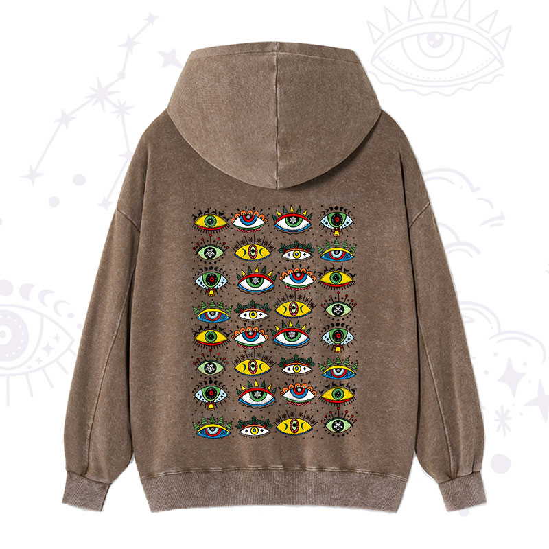 Purplehecate Christmas Evil Eye Pattern Washed Hoodie