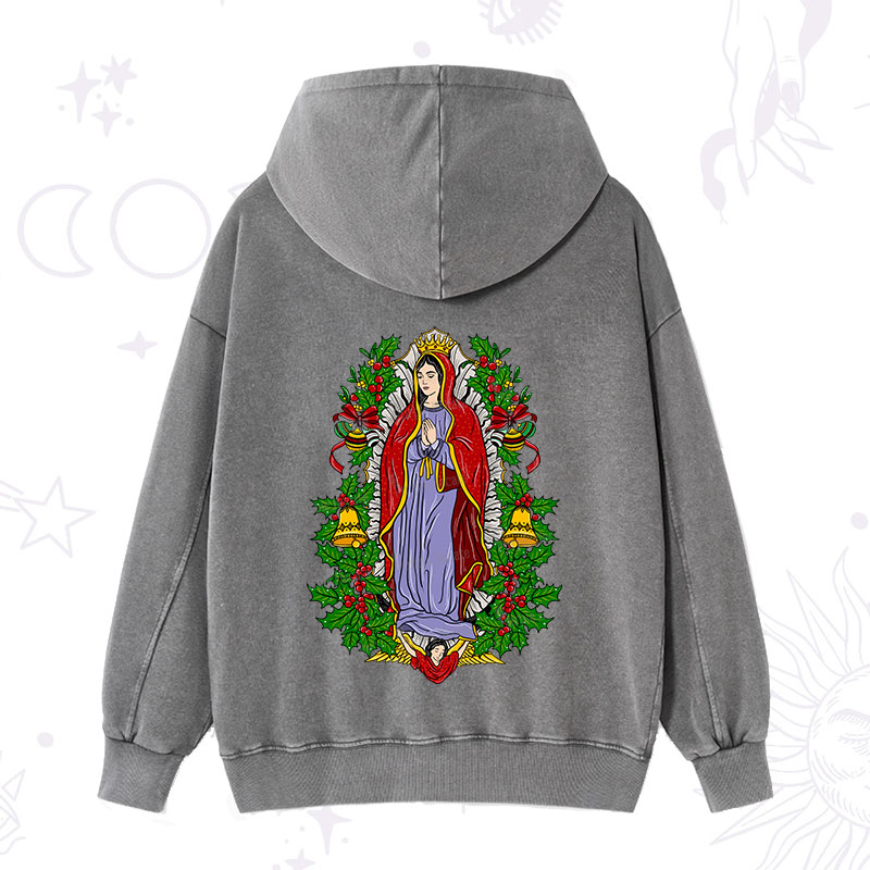 Purplehecate Christmas Mother Mary Washed Hoodie